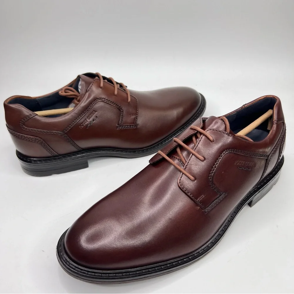 Josef Seibel Men’s Earl Cognac Arezzo Leather Oxford Lace Up Dress Shoe